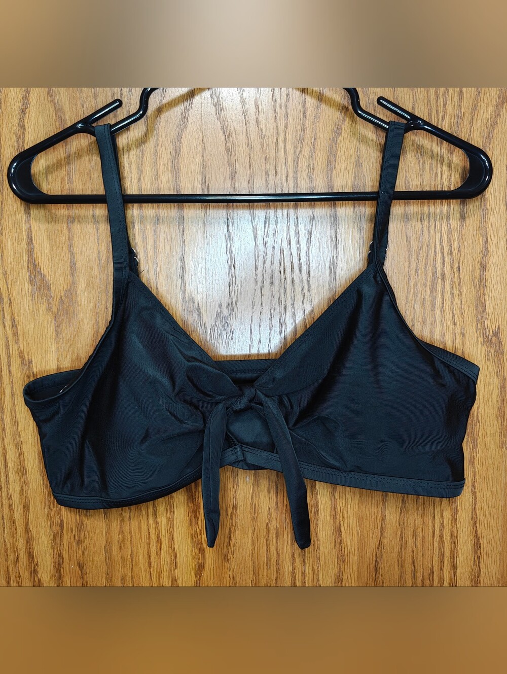 KyCheLot Black Tie-Front Bikini Top, New Without Tags